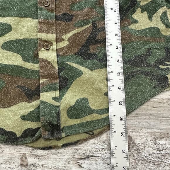 Vintage 60s 70s Camo Shirt Jacket Woodland Camouflage Mens M Button Shacket - Picture 5 of 7